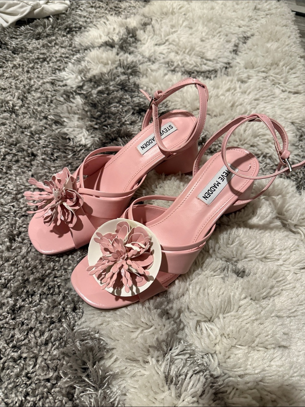 Steve Madden Pink Floral Applique Slingback Heels